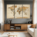 Rustic Vintage World Map Canvas Print – Framed Modern by MyGreatCanvas | Canvas Wall Art Prints | Photo Prints & Wall Decor
