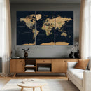 Vintage World Map Canvas on the Dark Background Wall Art