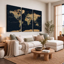 Vintage World Map Canvas on the Dark Background Wall Art