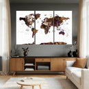 Rustic World Map Wall Art Canvas Print | Large World Map on