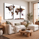Rustic World Map Wall Art Canvas Print | Large World Map on