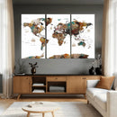 Watercolor World Map Canvas Print – Detailed Map of the