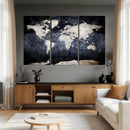 Vintage World Map Canvas Wall Art – Antique Triptych Map