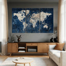 Large Blue World Map Wall Art Canvas Print for Home Office by MyGreatCanvas | Canvas Wall Art Prints | Photo Prints & Wall Decor