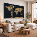 Vintage World Map Earth Globe Countries Oceans Continents