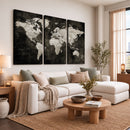 Vintage World Map Wall Art Canvas Print – Framed Large Map