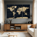 Dark World Map Canvas Wall Art Print, Minimal Black and Gold by MyGreatCanvas | Canvas Wall Art Prints | Photo Prints & Wall Decor