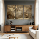 Dark Vintage World Map Canvas Wall Art Print, Antique Map