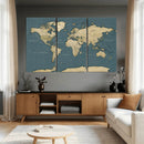 Minimal Vintage World Map Canvas Wall Art Print, Neutral