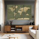 Large World Map Canvas Wall Art Print for Study Room Decor -