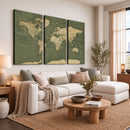 Large World Map Canvas Wall Art Print for Study Room Decor -