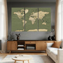 Vintage World Map Canvas Wall Art Print, Classic Global Map