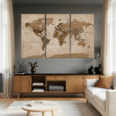 World Map Canvas Wall Art Print, Detailed Global Map Artwork