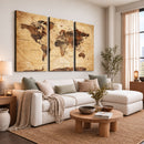 Modern Red and Gray World Map Canvas Print – Framed Wall Art