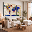 Colorful World Map Canvas Wall Art – Abstract Watercolor Map