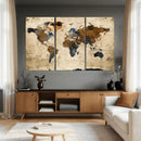 World Map Wall Art – Rustic Earth Tone Canvas Print, Antique by MyGreatCanvas | Canvas Wall Art Prints | Photo Prints & Wall Decor