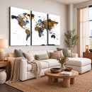 World Map Wall Art Canvas Print, Modern Decorative Framed
