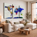 Vintage World Map Canvas Wall Art – Framed Travel Map with