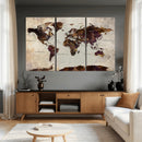 World Map Canvas Triptych – Colorful Global Wall Art for by MyGreatCanvas | Canvas Wall Art Prints | Photo Prints & Wall Decor