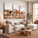 Texas Longhorn Cattle Wall Art Canvas Print, Sepia Western