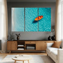 Minimalist Boat Wall Art Canvas Print, Aerial Sea Landscape by MyGreatCanvas | Canvas Wall Art Prints | Photo Prints & Wall Decor