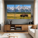 Bison in Mountain Landscape Wall Art Canvas Print – Western by MyGreatCanvas | Canvas Wall Art Prints | Photo Prints & Wall Decor
