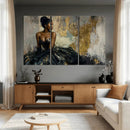 Black Woman Canvas Wall Art — Black Gold Gown Fashion Print by MyGreatCanvas | Canvas Wall Art Prints | Photo Prints & Wall Decor