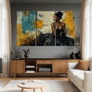 Elegant Woman Canvas Wall Art — Black Gold Gown Fashion by MyGreatCanvas | Canvas Wall Art Prints | Photo Prints & Wall Decor
