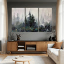 Misty Pine Forest Oil Painting Canvas — Dark Moody Teal Grey by MyGreatCanvas | Canvas Wall Art Prints | Photo Prints & Wall Decor