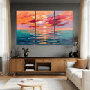 Bold Palette Knife Ocean Sunset Canvas — Orange Pink Teal by MyGreatCanvas | Canvas Wall Art Prints | Photo Prints & Wall Decor