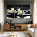 Plumeria Frangipani Black Stone Canvas | White Flower Spa by MyGreatCanvas | Canvas Wall Art Prints | Photo Prints & Wall Decor