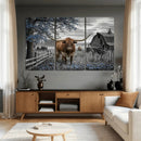 Texas Longhorn Canvas Wall Art, Rustic Farm Barn Bluebonnet by MyGreatCanvas | Canvas Wall Art Prints | Photo Prints & Wall Decor