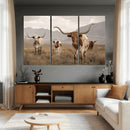 Rustic Texas Longhorn Cow Canvas Wall Art Print, Rustic Farm Animal Photography Print, Farmhouse Country Decor, Western Ranch Art
