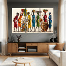 African Folk Art Canvas Wall Art, Colorful African Women Village Painting Print, Tribal Ethnic Home Decor, Vibrant African Art, Living Room