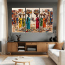 African Folk Art Canvas Wall Art, Colorful African Women Village Painting Print, Tribal Ethnic Home Decor, Vibrant African Art, Living Room