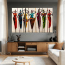 African Folk Art Canvas Wall Art, Colorful African Women Village Painting Print, Tribal Ethnic Home Decor, Vibrant African Art, Living Room