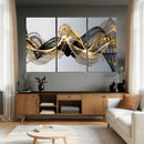 Black and Gold Abstract Wall Art, Modern Wave Canvas Print, Elegant Flowing Smoke Art, Luxury Living Room Decor by MyGreatCanvas | Canvas Wall Art Prints | Photo Prints & Wall Decor