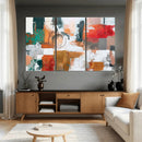 Blue Teal Abstract Canvas Wall Art, Modern Textured Painting Print, Navy Orange White Contemporary Art, Neutral Living Room Decor, Office Art by MyGreatCanvas | Canvas Wall Art Prints | Photo Prints & Wall Decor