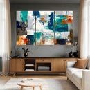 Blue Teal Abstract Canvas Wall Art, Modern Textured Painting Print, Navy Orange White Contemporary Art, Neutral Living Room Decor, Office Art by MyGreatCanvas | Canvas Wall Art Prints | Photo Prints & Wall Decor