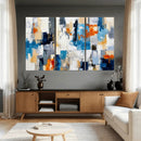 Blue Teal Abstract Canvas Wall Art, Modern Textured Painting Print, Navy Orange White Contemporary Art, Neutral Living Room Decor, Office Art by MyGreatCanvas | Canvas Wall Art Prints | Photo Prints & Wall Decor