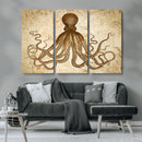 Sepia Octopus Wall Art Abstract Animal Canvas Print