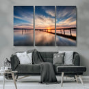 Wooden Pier on Seascape and Sunset Wall Art Canvas Print by MyGreatCanvas | Canvas Wall Art Prints | Photo Prints & Wall Decor