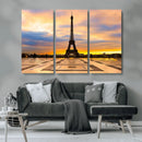 Paris Eiffel Tower Sunset Canvas Wall Art Print - Iconic