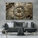 Wooden Ship Wheel Canvas Print, Multi Panel Canvas Wall Art