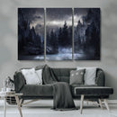 Night Landscape and Trees Wall Art Canvas Print