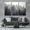 Misty Forest Canvas Wall Art – Monochrome Triptych Pine Tree by MyGreatCanvas | Canvas Wall Art Prints | Photo Prints & Wall Decor