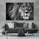 Black and White Lion Canvas Wall Art Print – Wildlife by MyGreatCanvas | Canvas Wall Art Prints | Photo Prints & Wall Decor