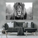 Black and White Lion Canvas Wall Art – Animal Print Artwork