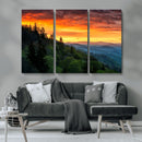 Forest Landscape Wall Art Sunset Canvas, Forest Sunset