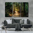 Sunlit Forest Pathway Canvas Print | 3 Panel Large Nature by MyGreatCanvas | Canvas Wall Art Prints | Photo Prints & Wall Decor